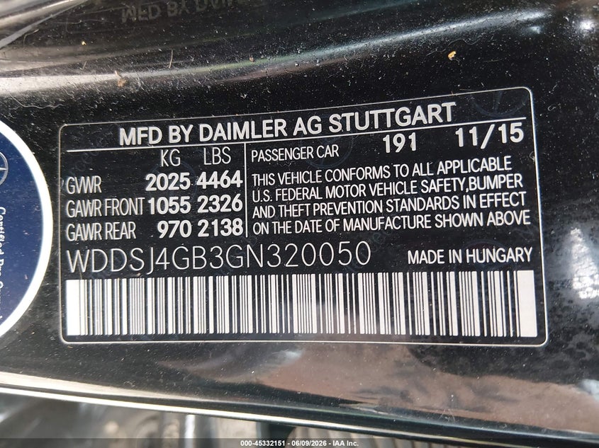 2016 Mercedes-Benz Cla 250 4Matic VIN: WDDSJ4GB3GN320050 Lot: 45332151