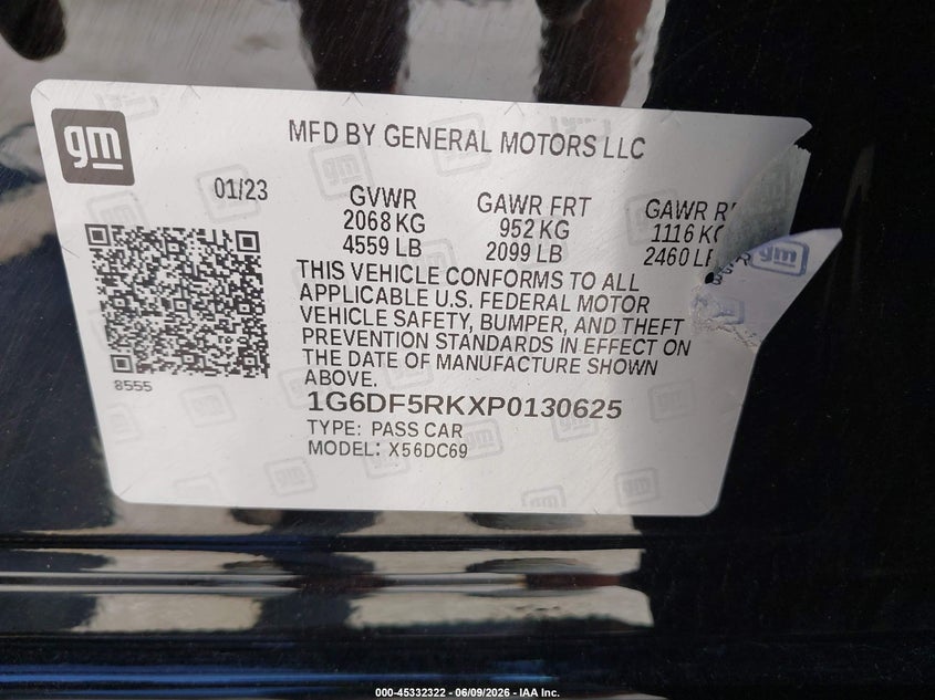 2023 Cadillac Ct4 Premium Luxury VIN: 1G6DF5RKXP0130625 Lot: 45332322