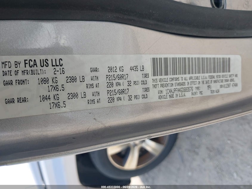 JEEP PATRIOT 2016 VIN 1C4NJPFA4GD683576