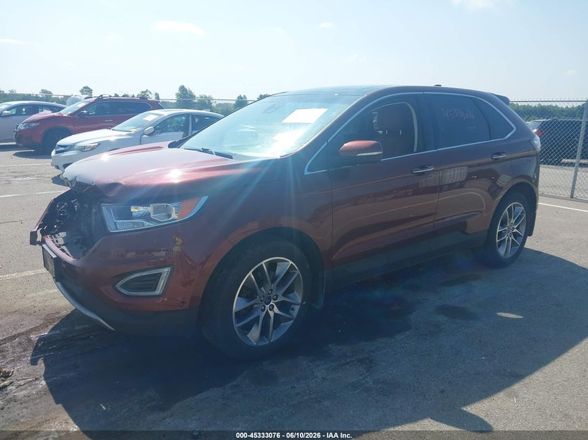 Vin: 2fmpk4k83gbb90545, lot: 45831012, ford edge titanium 20162