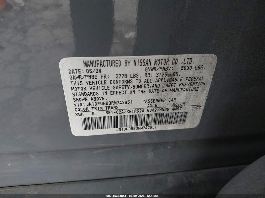 2024 Nissan Ariya Evolve+ VIN: JN1DF0BB3RM742951 Lot: 45333844