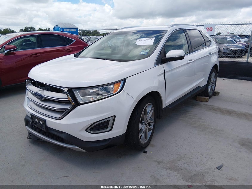 Vin: 2fmtk3k82fbc26300, lot: 45831807, ford edge titanium 20152