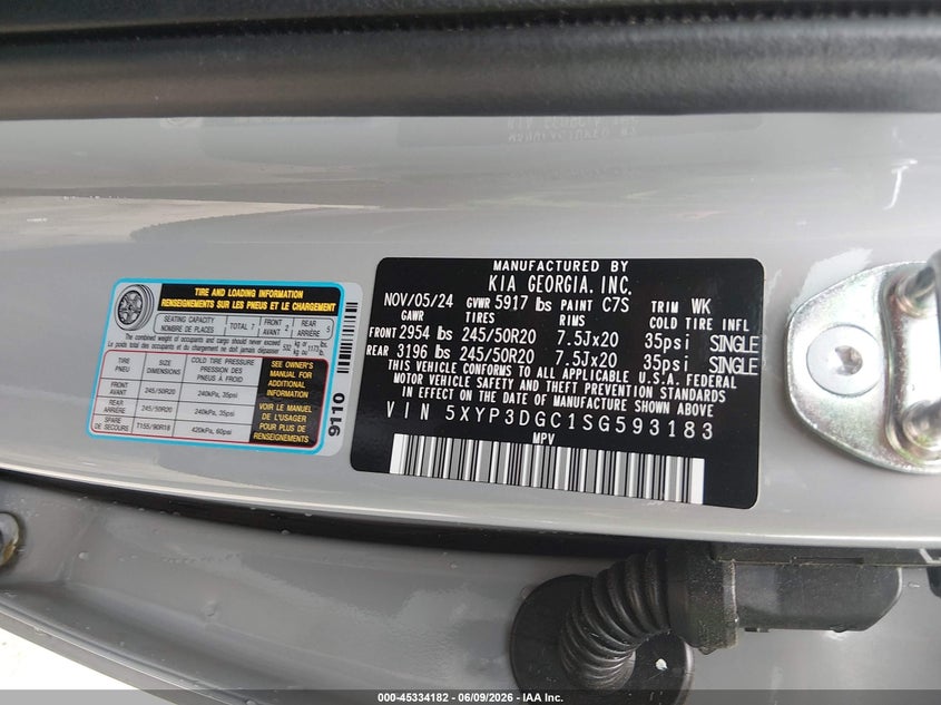 2025 Kia Telluride Ex X-Line VIN: 5XYP3DGC1SG593183 Lot: 45334182
