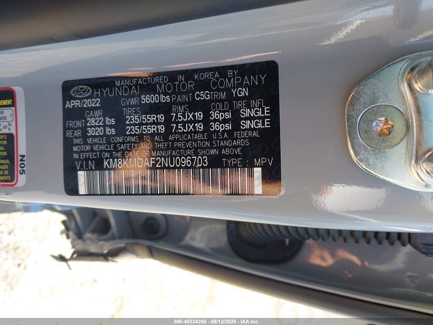 2022 Hyundai Ioniq 5 Se VIN: KM8KMDAF2NU096703 Lot: 45334250