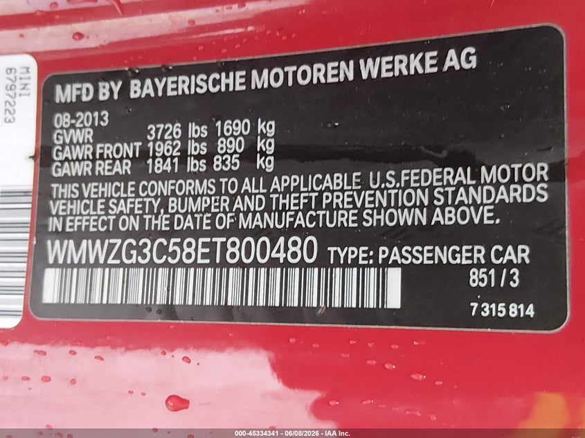 2014 Mini Clubman Cooper S VIN: WMWZG3C58ET800480 Lot: 45334341