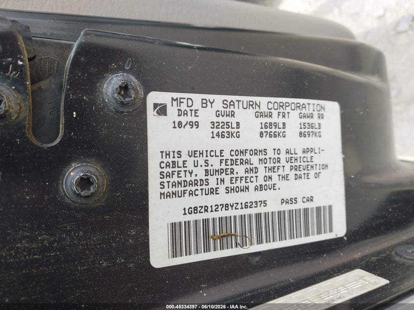 2000 Saturn Sc2 VIN: 1G8ZR1278YZ162375 Lot: 45334397