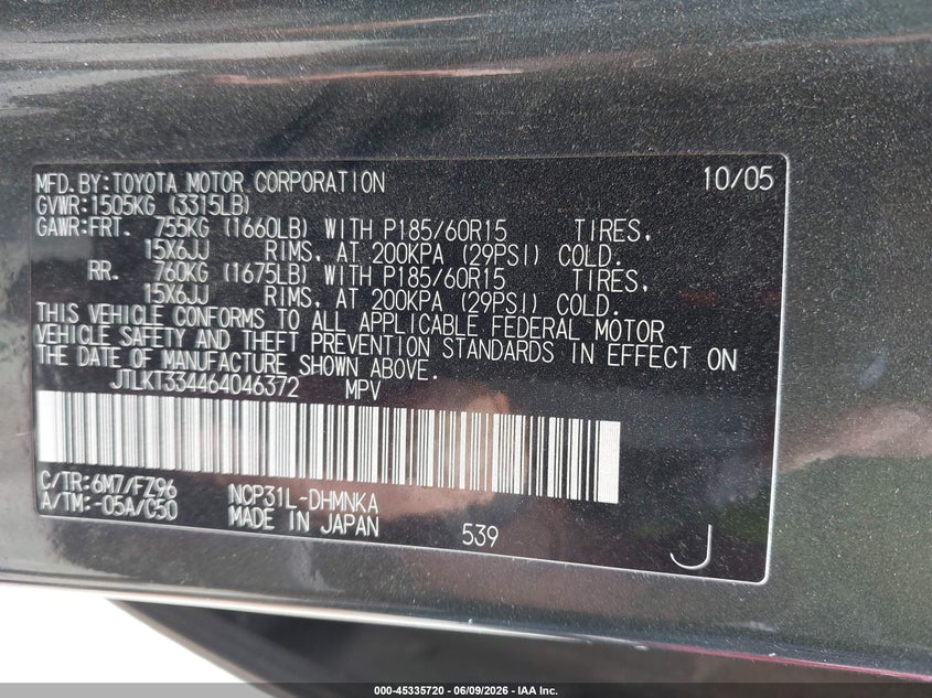 2006 Scion Xb VIN: JTLKT334464046372 Lot: 45335720