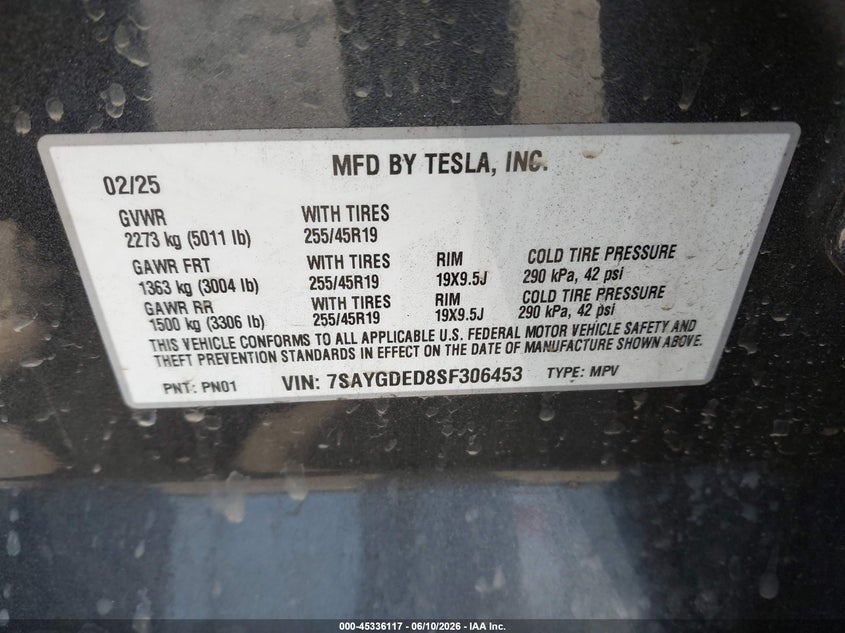 2025 TESLA MODEL Y SPORT UTILITY VEHICLE ELECTRIC