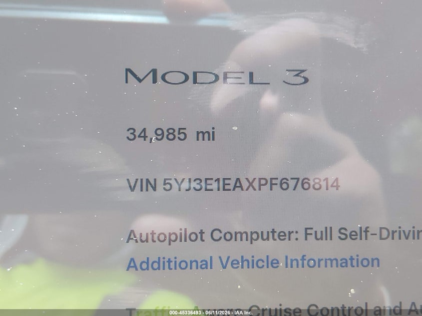 2023 Tesla Model 3 Rear-Wheel Drive VIN: 5YJ3E1EAXPF676814 Lot: 45336493