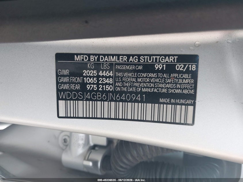 2018 Mercedes-Benz Cla 250 4Matic VIN: WDDSJ4GB6JN640941 Lot: 45336535