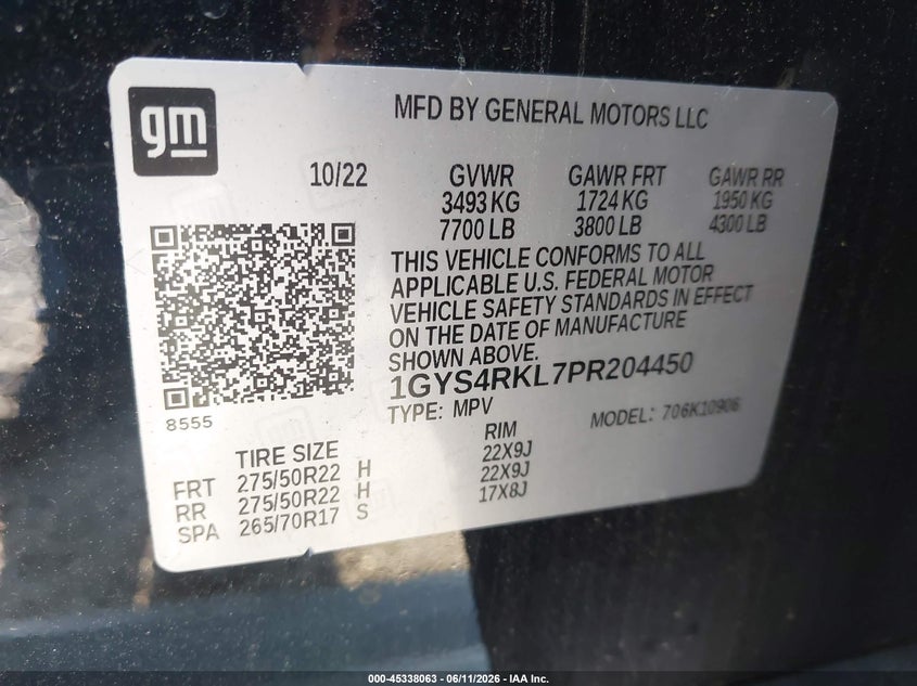 2023 Cadillac Escalade Esv 4Wd Sport Platinum VIN: 1GYS4RKL7PR204450 Lot: 45338063