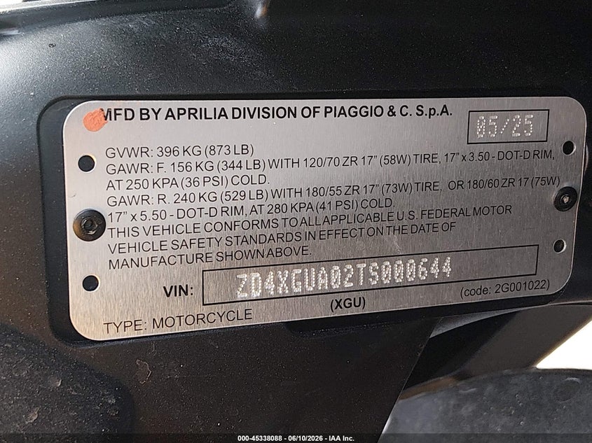2026 Aprilia Rs 660 VIN: ZD4XGUA02TS000644 Lot: 45338088