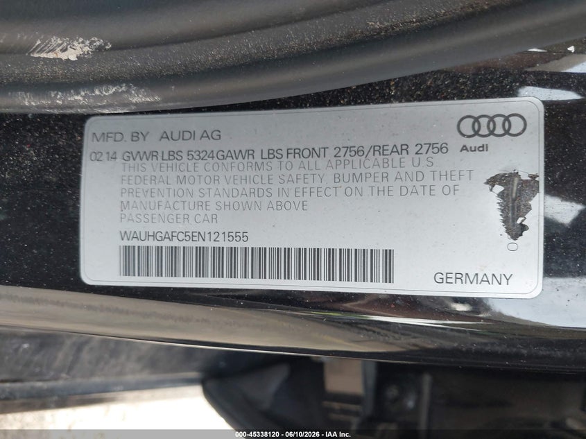 2014 AUDI A6 SEDAN 3.0L V-6 DI, DOHC, VVT, SUPERCHARGER, 310HP