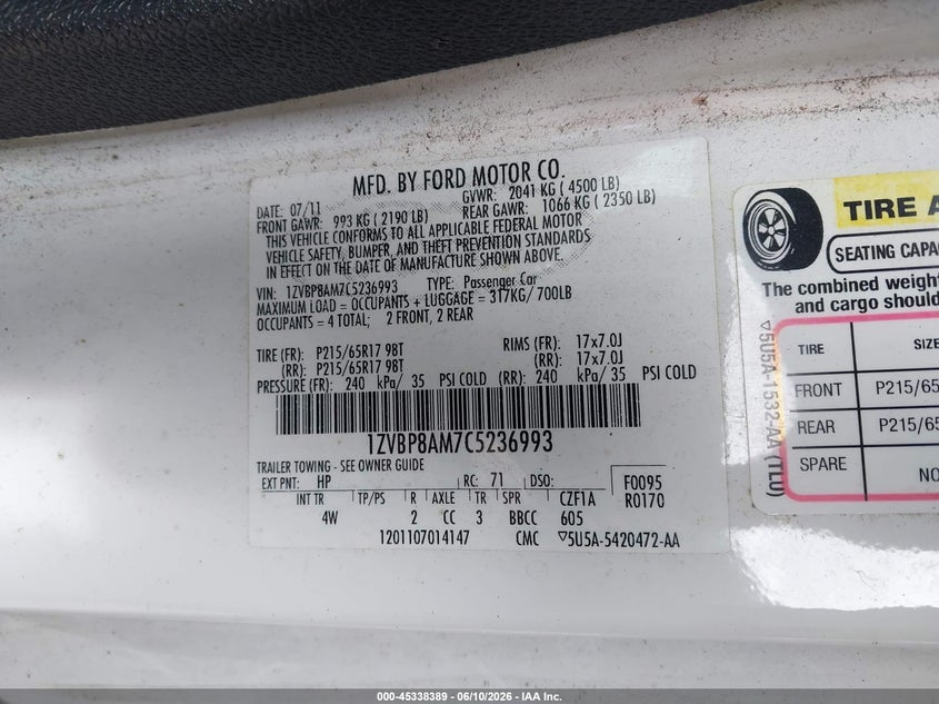 2012 FORD MUSTANG V6 PREMIUM · Фото 9