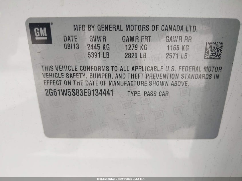 2014 Cadillac Xts Vsport Platinum VIN: 2G61W5S83E9134441 Lot: 45338440