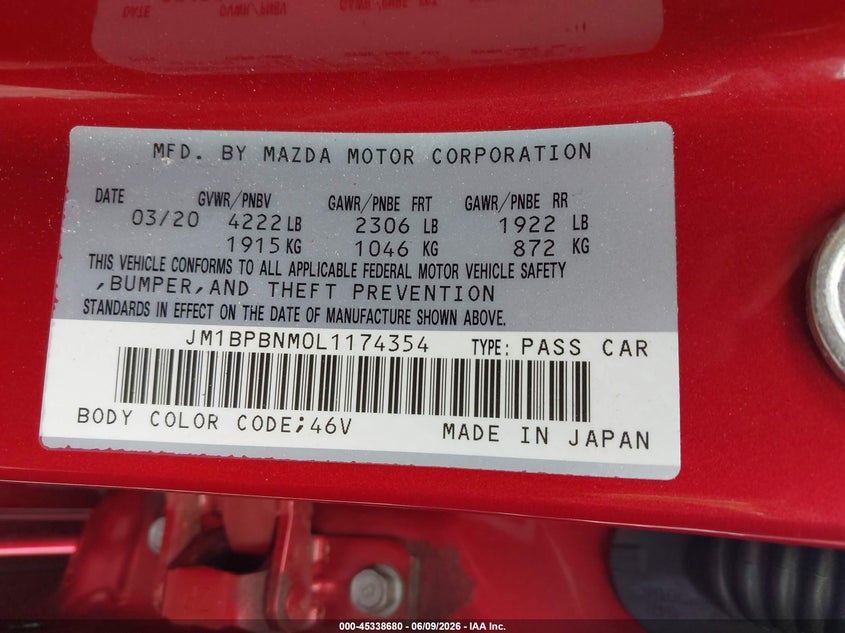 2020 MAZDA 3 HATCHBACK 2.5L I-4 DI, DOHC, VVT, 186HP