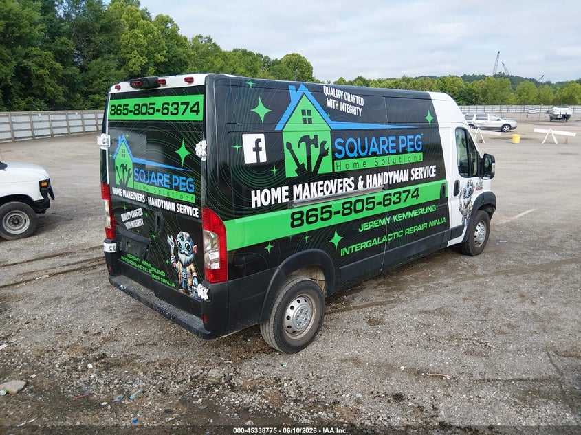 Vin: 3c6trvdg9ke503809, lot: 45836711, ram promaster 2500 high roof 159 wb 20194