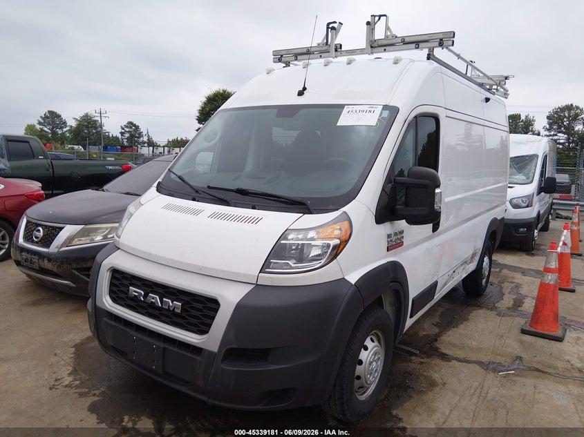 Vin: 3c6lrvbg9me520888, lot: 45837117, ram promaster 1500 high roof 136 wb 20212