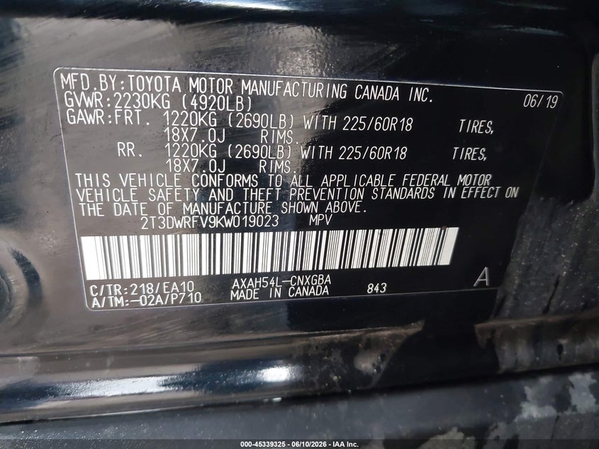 2019 TOYOTA RAV4 HYBRID LIMITED - zdjęcie 9