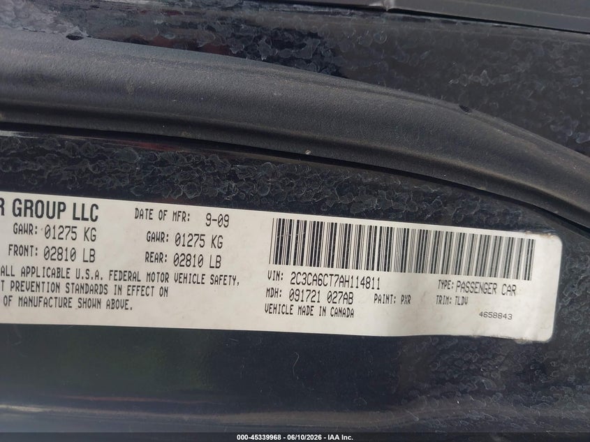 2010 Chrysler 300C Hemi VIN: 2C3CA6CT7AH114811 Lot: 45339968