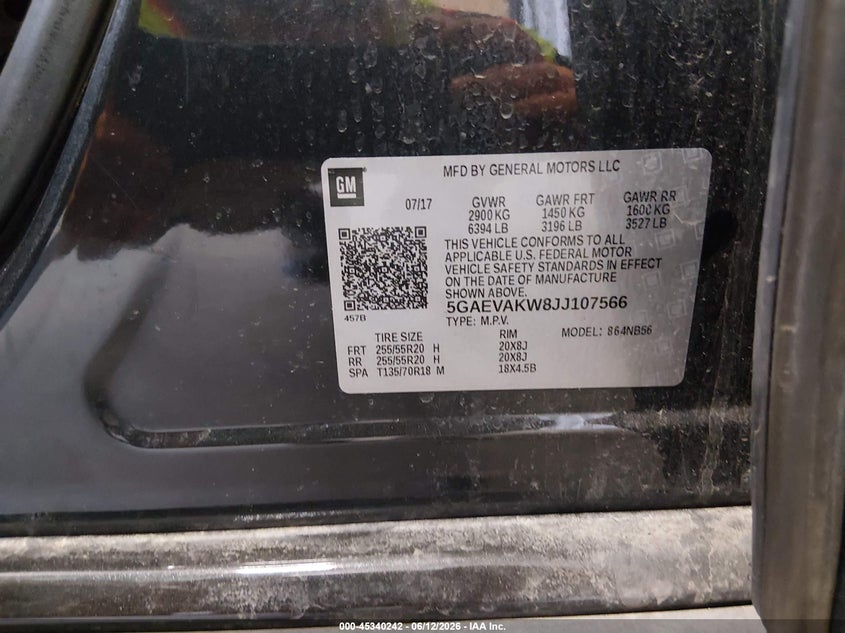 2018 BUICK ENCLAVE SPORT UTILITY VEHICLE 3.6L V-6 DI, DOHC, VVT, 310HP