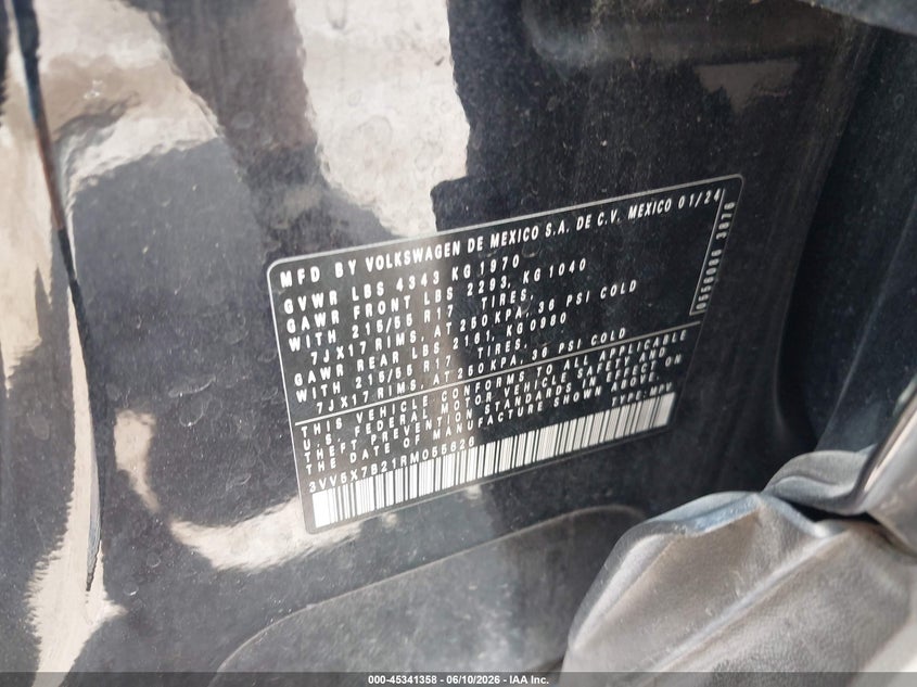 2024 Volkswagen Taos 1.5T S VIN: 3VV5X7B21RM055626 Lot: 45341358