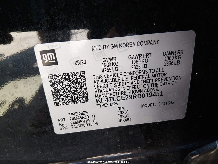 2024 Buick Envista Avenir Fwd VIN: KL47LCE29RB019451 Lot: 45342092