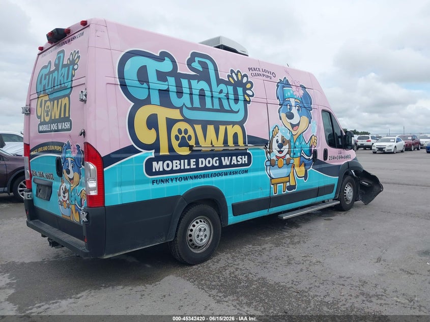 Vin: 3c6mrvsg1re100893, lot: 45840356, ram promaster 3500 cargo van tradesman super high roof 159 wb ext w/pass seat 20244