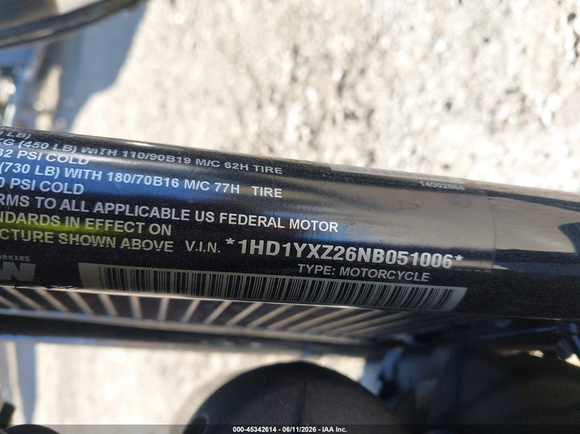 2022 Harley-Davidson Fxlrst VIN: 1HD1YXZ26NB051006 Lot: 45342614