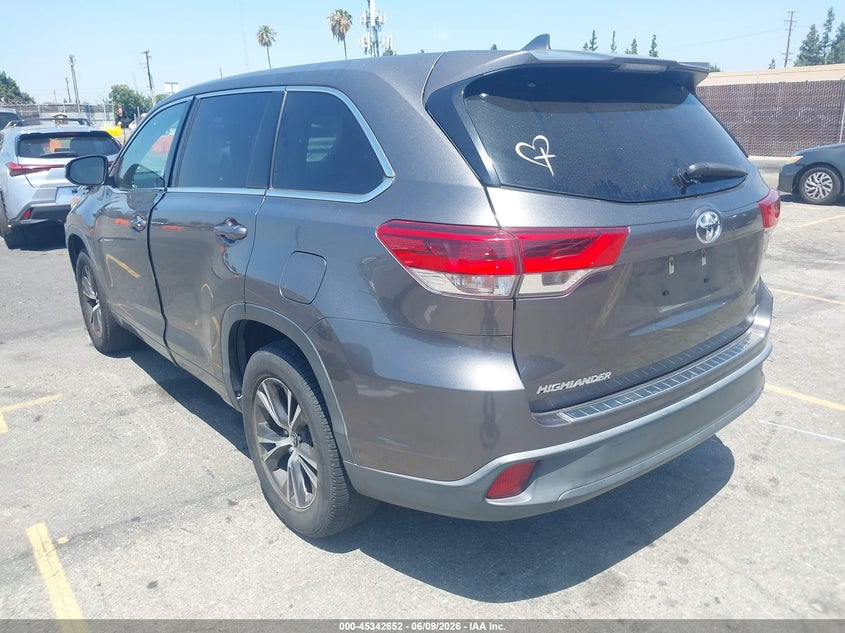 Vin: 5tdzzrfh7js251742, lot: 45840588, toyota highlander le plus 20183