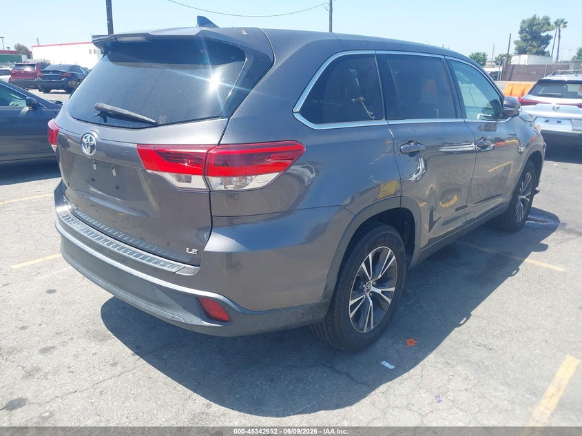 Vin: 5tdzzrfh7js251742, lot: 45840588, toyota highlander le plus 20184