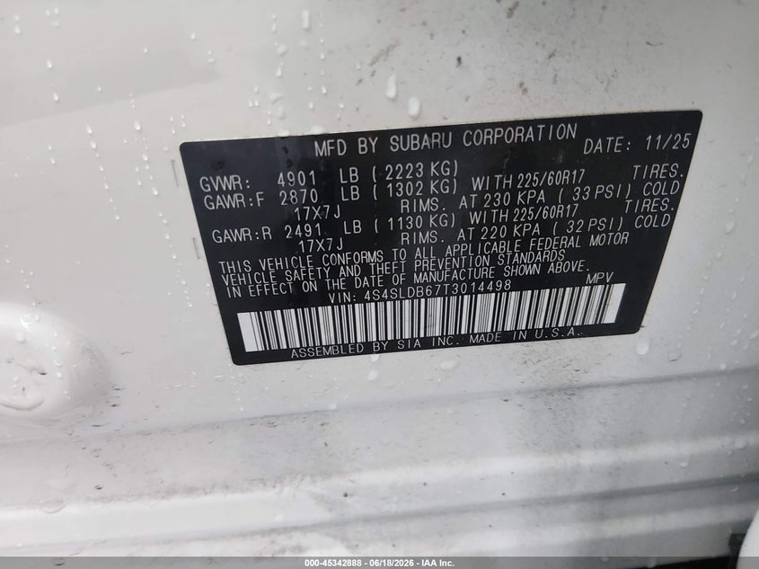 2026 Subaru Forester Premium VIN: 4S4SLDB67T3014498 Lot: 45342888