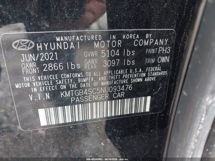 2022 Genesis G80 2.5T Rwd VIN: KMTGB4SC5NU093476 Lot: 45342982