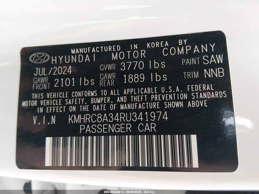 2024 Hyundai Venue Limited VIN: KMHRC8A34RU341974 Lot: 45344813