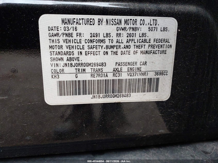 2016 Infiniti Qx50 VIN: JN1BJ0RR0GM269483 Lot: 45344854