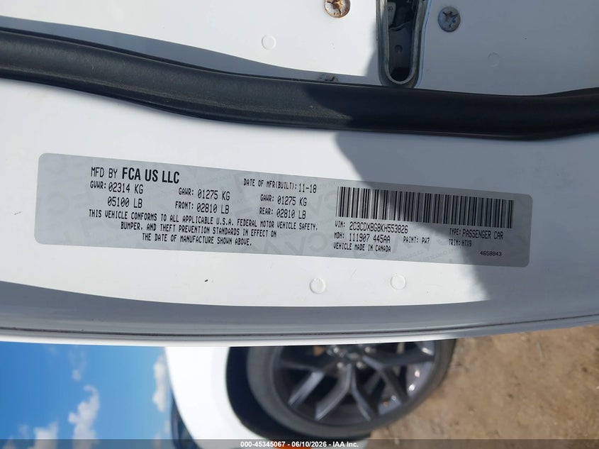 2019 Dodge Charger Sxt Rwd VIN: 2C3CDXBG8KH553826 Lot: 45345067