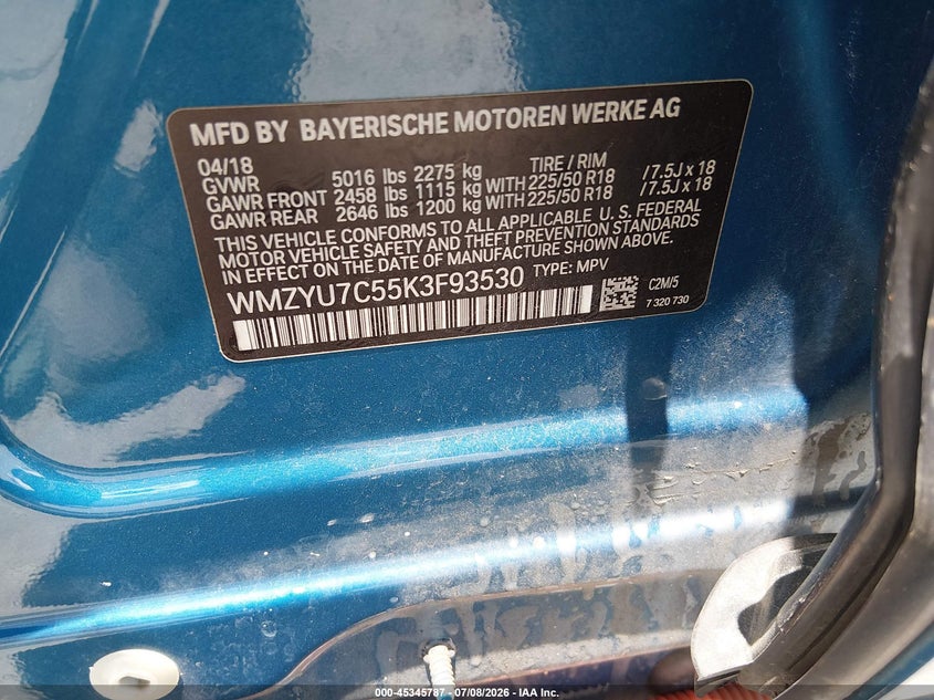VIN WMZYU7C55K3F93530 2019 MINI E COUNTRYMAN COOPER S