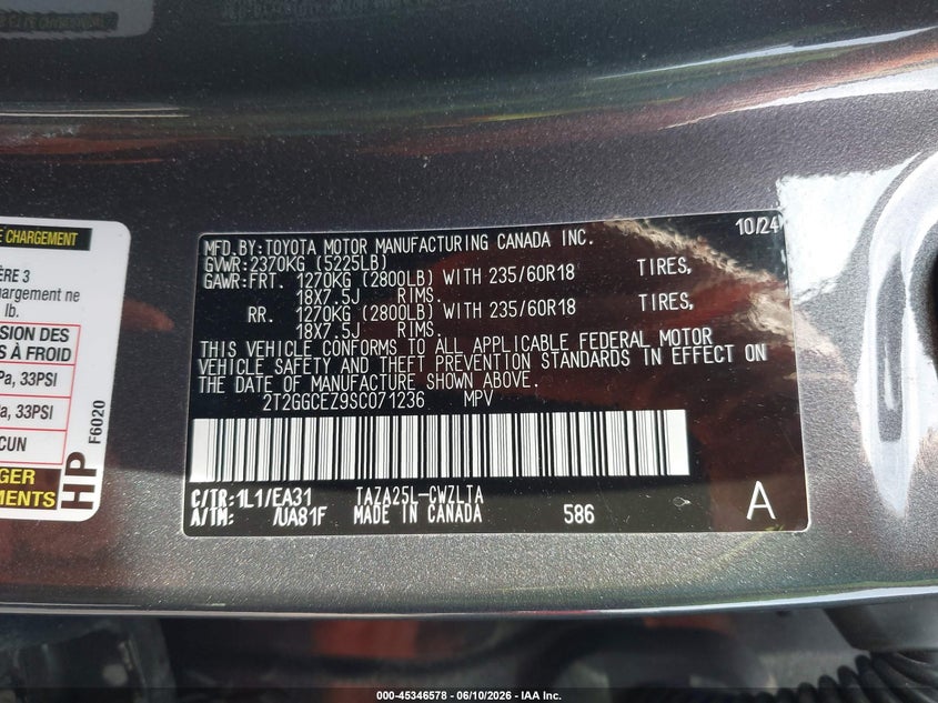 2025 Lexus Nx 350 Premium VIN: 2T2GGCEZ9SC071236 Lot: 45346578