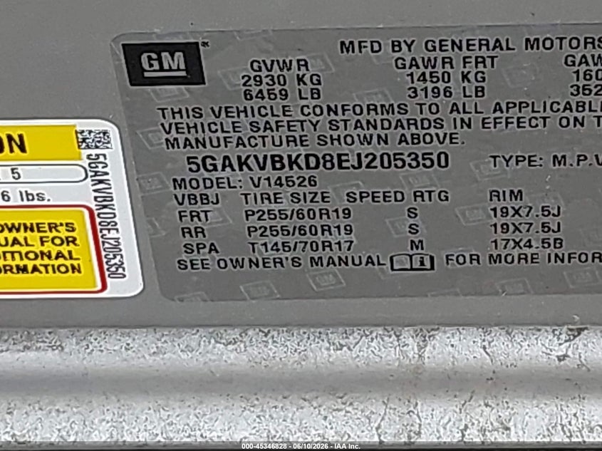 2014 BUICK ENCLAVE SPORT UTILITY VEHICLE 3.6L V-6 DI, DOHC, VVT, 288HP