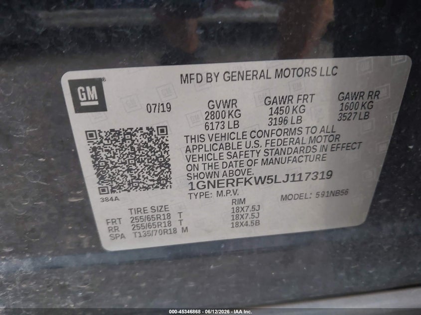 2020 Chevrolet Traverse Fwd Ls VIN: 1GNERFKW5LJ117319 Lot: 45346868