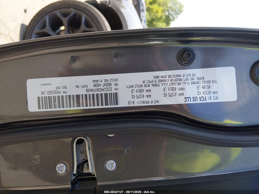 2019 Chrysler 300 Touring VIN: 2C3CCAAG3KH704458 Lot: 45347127