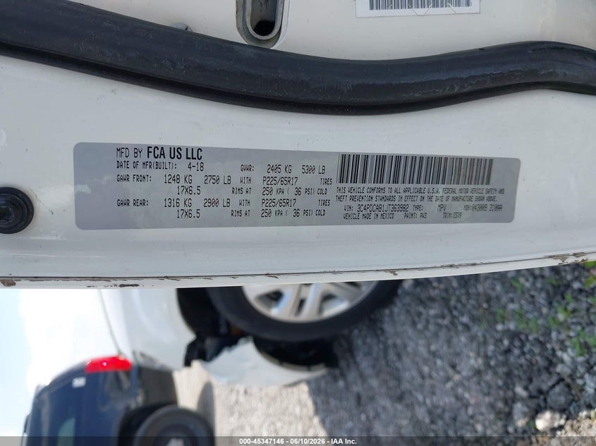 2018 Dodge Journey Se VIN: 3C4PDCAB1JT363982 Lot: 45347146