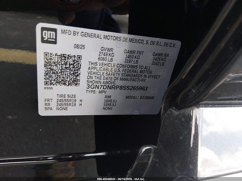 VIN 3GN7DNRP8SS265963 2025 CHEVROLET EQUINOX EV LT 2