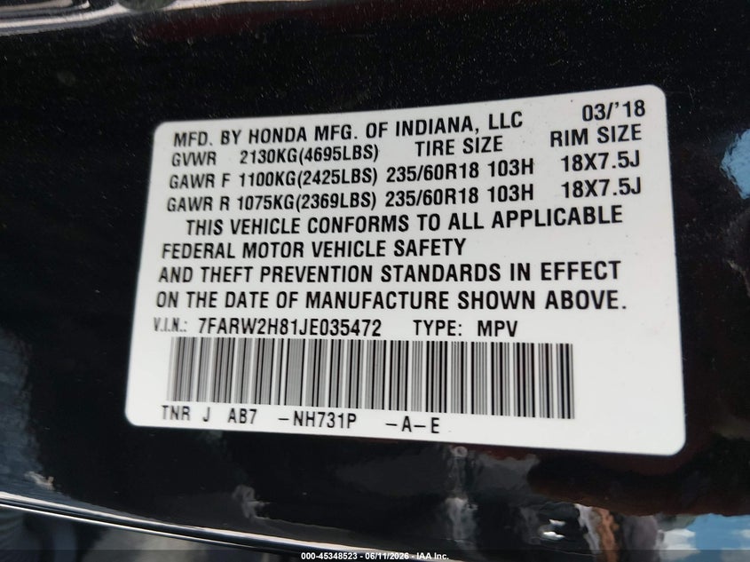 2018 HONDA CR-V EX-L/EX-L NAVI — Фото 9