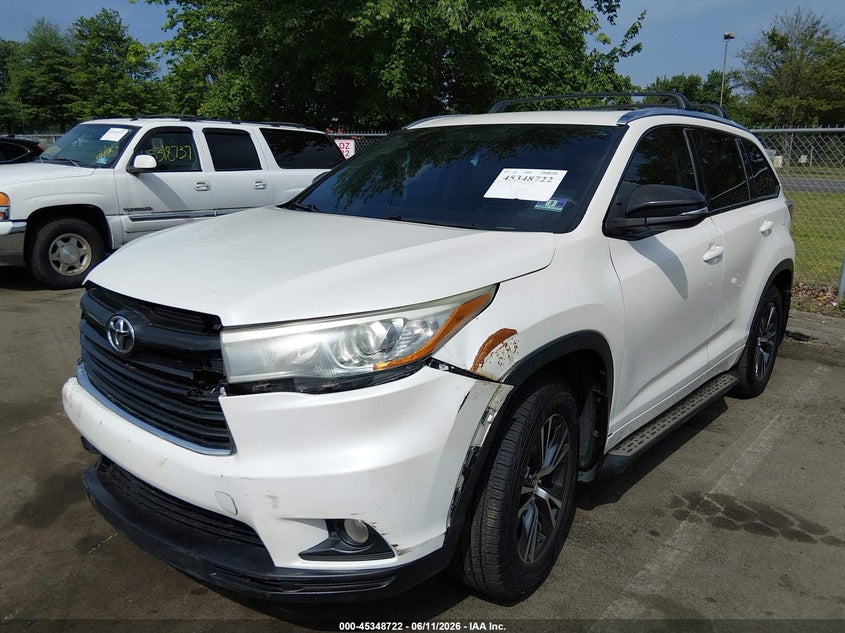 Vin: 5tdjkrfh5gs237557, lot: 45846669, toyota highlander xle v6 20162