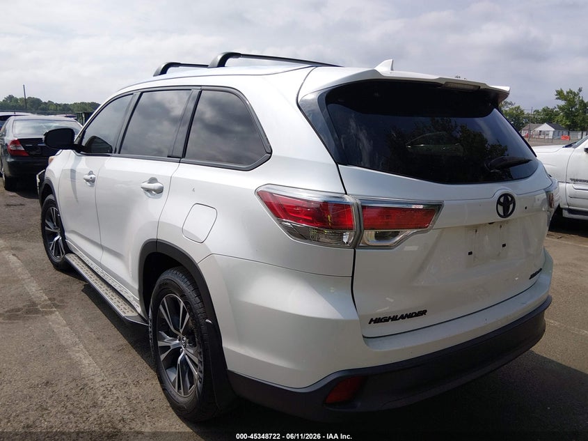 Vin: 5tdjkrfh5gs237557, lot: 45846669, toyota highlander xle v6 20163