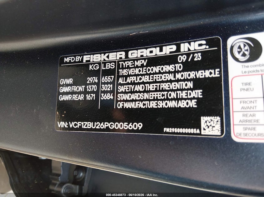 2023 FISKER OCEAN SPORT UTILITY VEHICLE ELECTRIC
