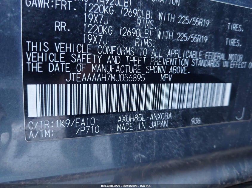 2021 TOYOTA VENZA XLE — Photo 9
