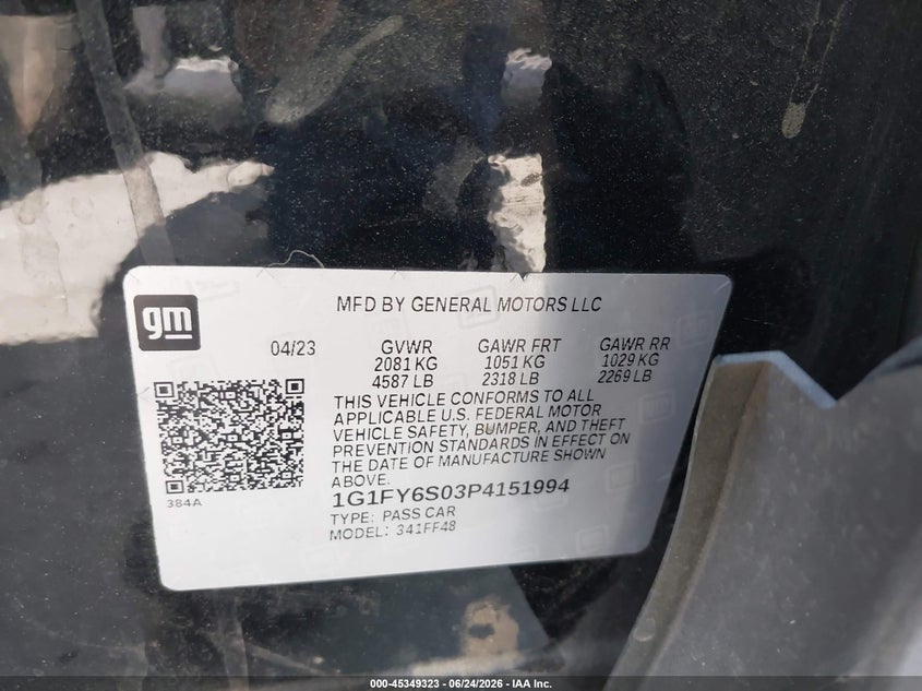 2023 Chevrolet Bolt Euv Fwd Lt VIN: 1G1FY6S03P4151994 Lot: 45349323