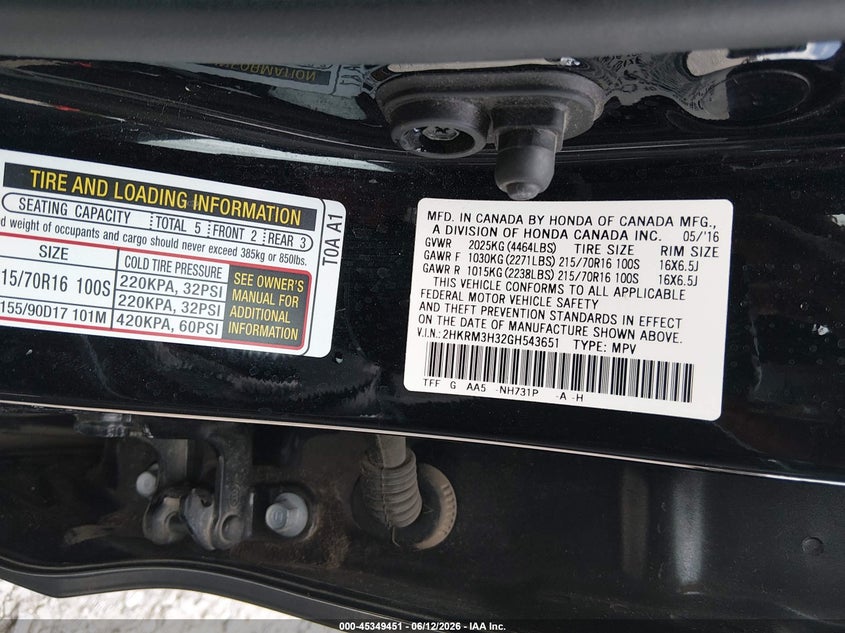 2016 HONDA CR-V LX — Фото 9
